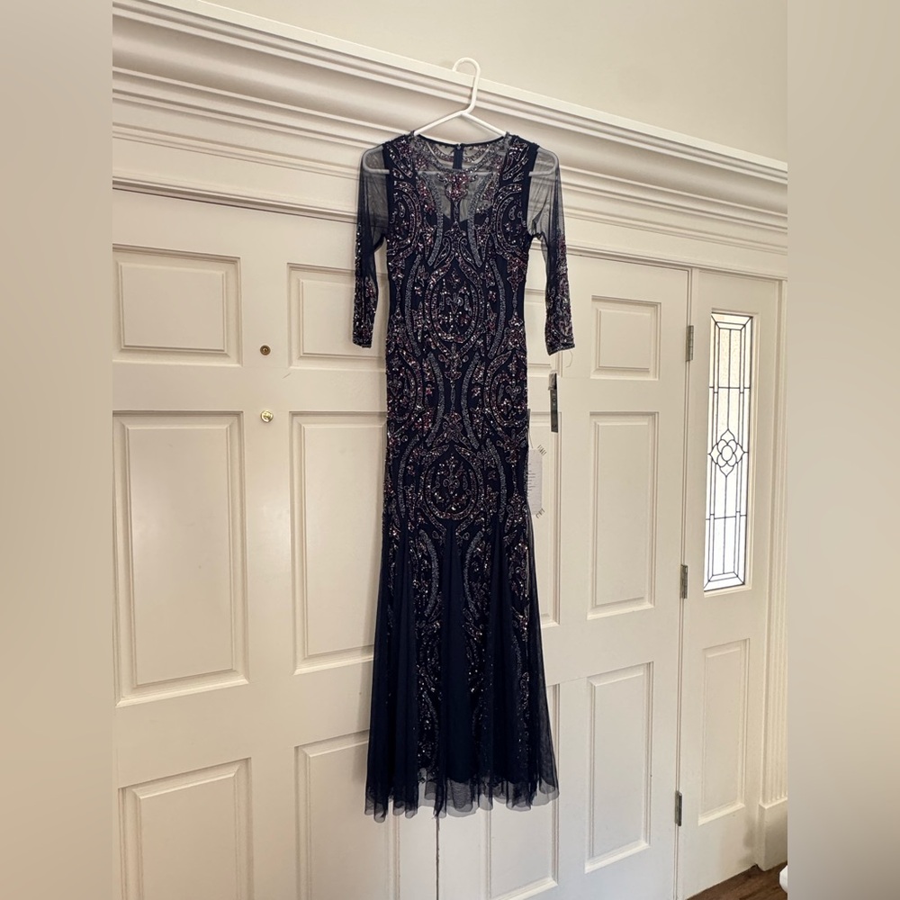 Pissarro nights beaded evening gown size 2 brand new with tags